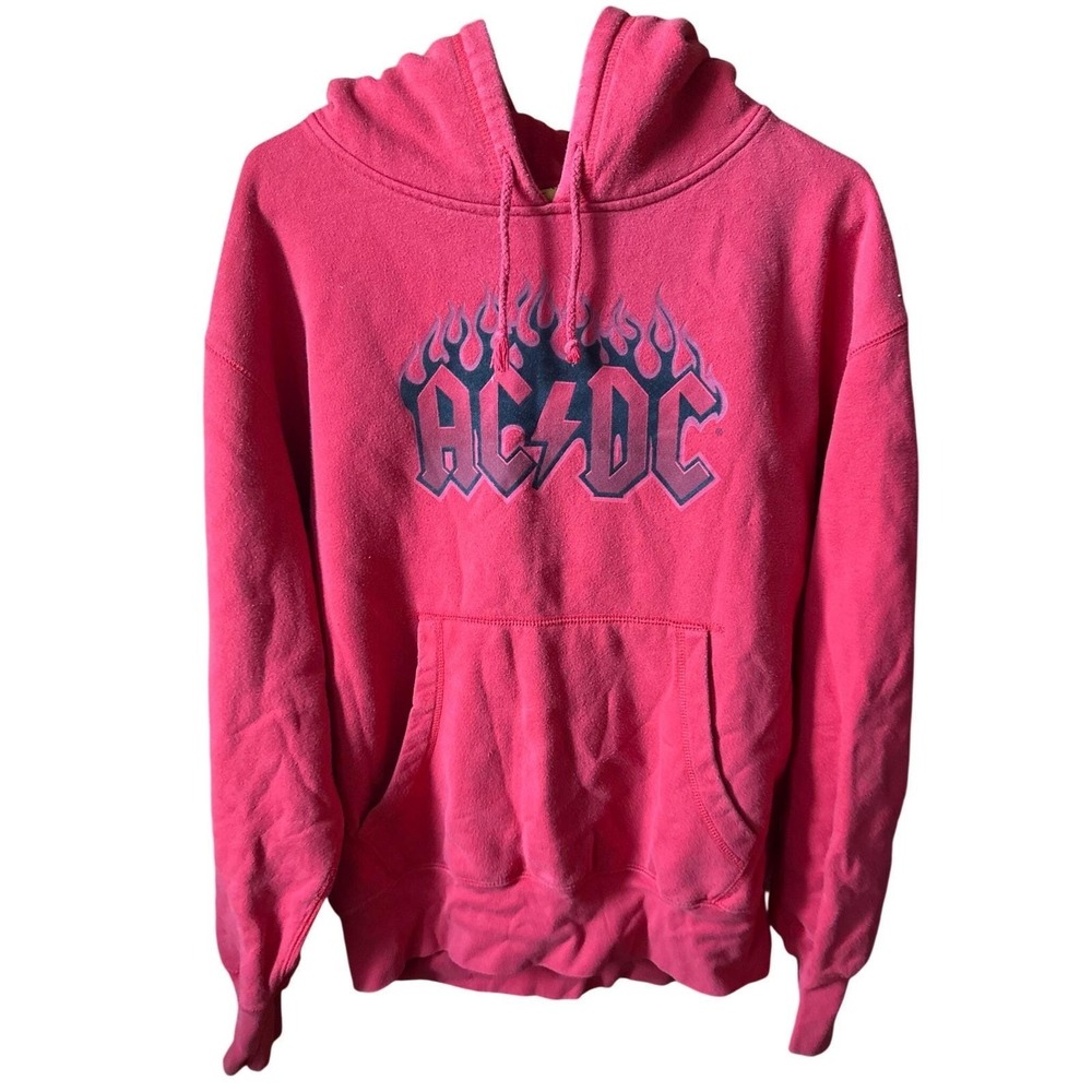 Vintage‎ Rockware AC/DC Flaming Logo Graphic Hoodie Sweatshirt Large